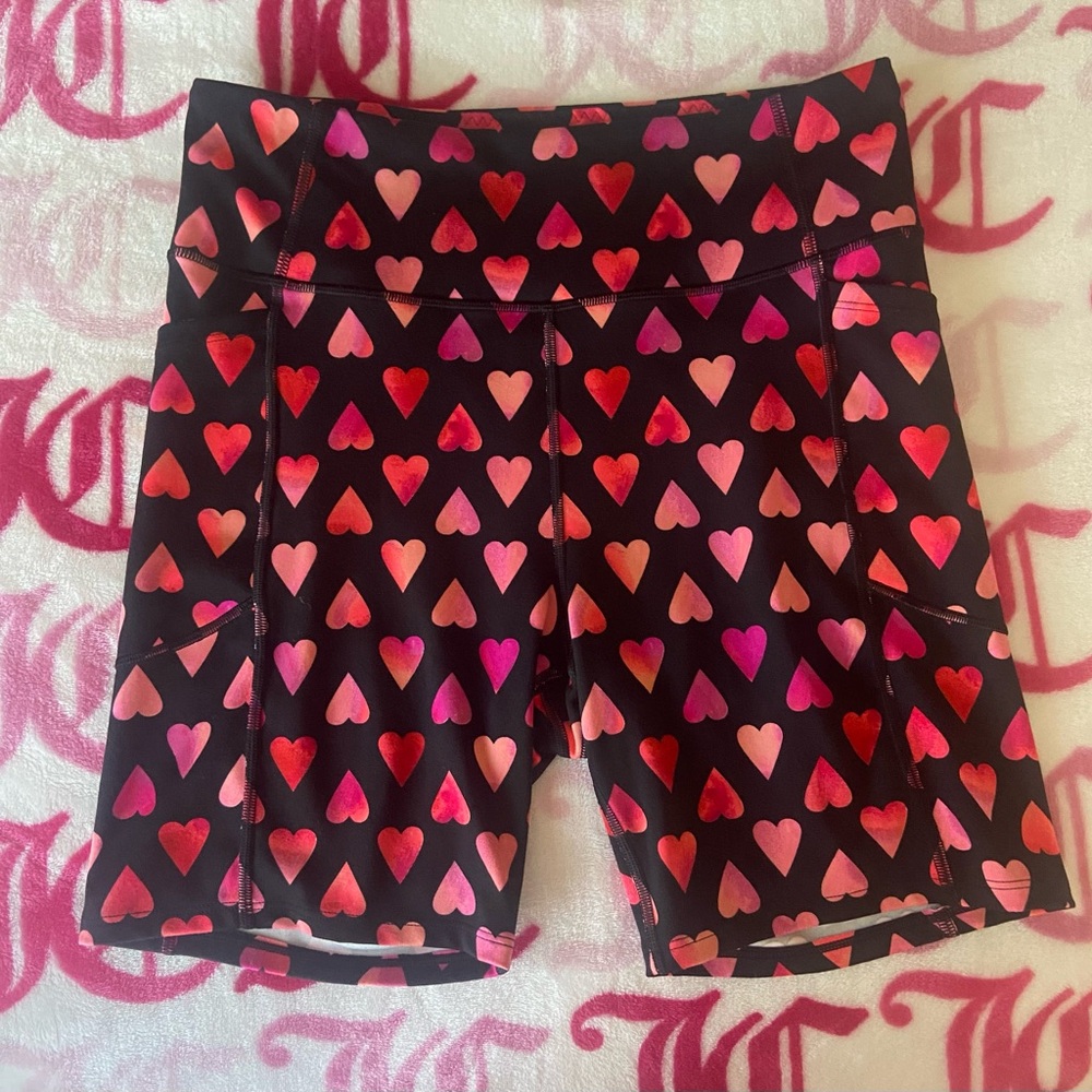 Heart Patterned Active Shorts